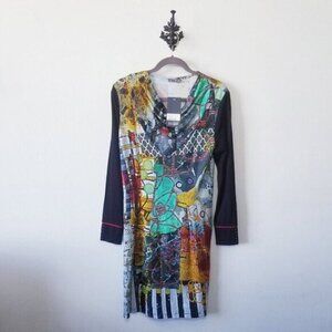 NEW Dolcezza Simply Art Dress Size S Abstract Wearable Art $155